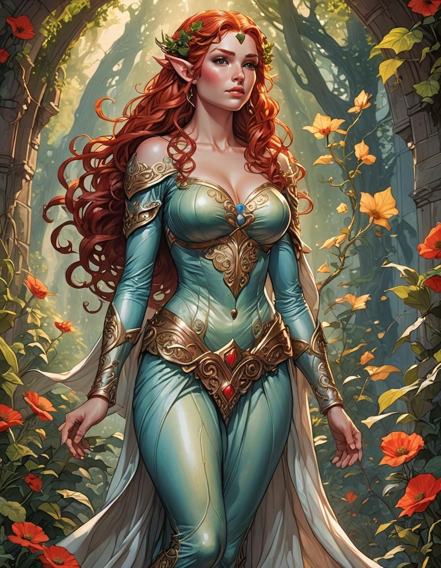 Voluptuous Elf in Comic Book Art Style