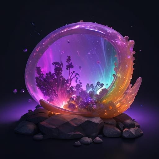 Glowing Ruby Snail Aquarium in 3D Digital Art