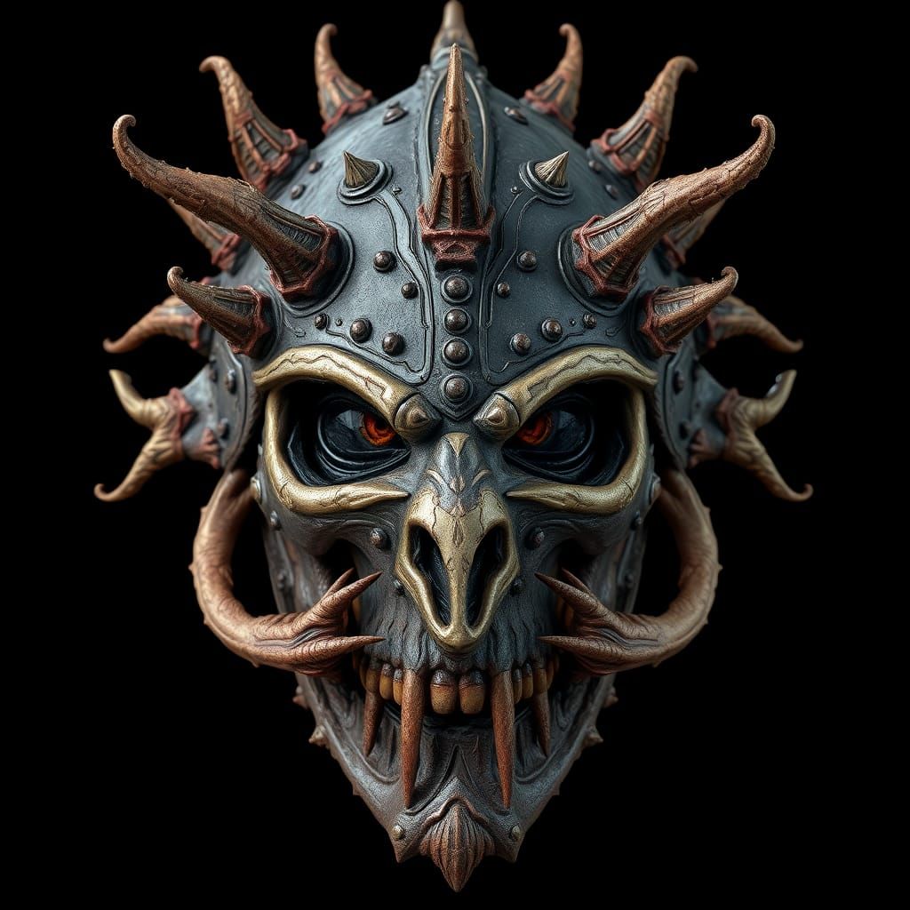 Dark Fantasy Battle Helm Forged from Flesh and Bone