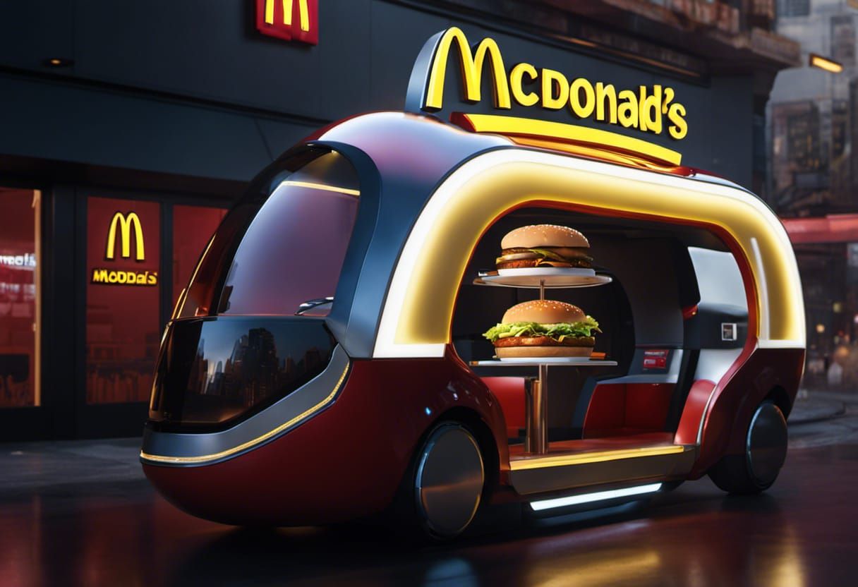 The new futuristic mobile McDonalds cafe. Big Macs anywhere !