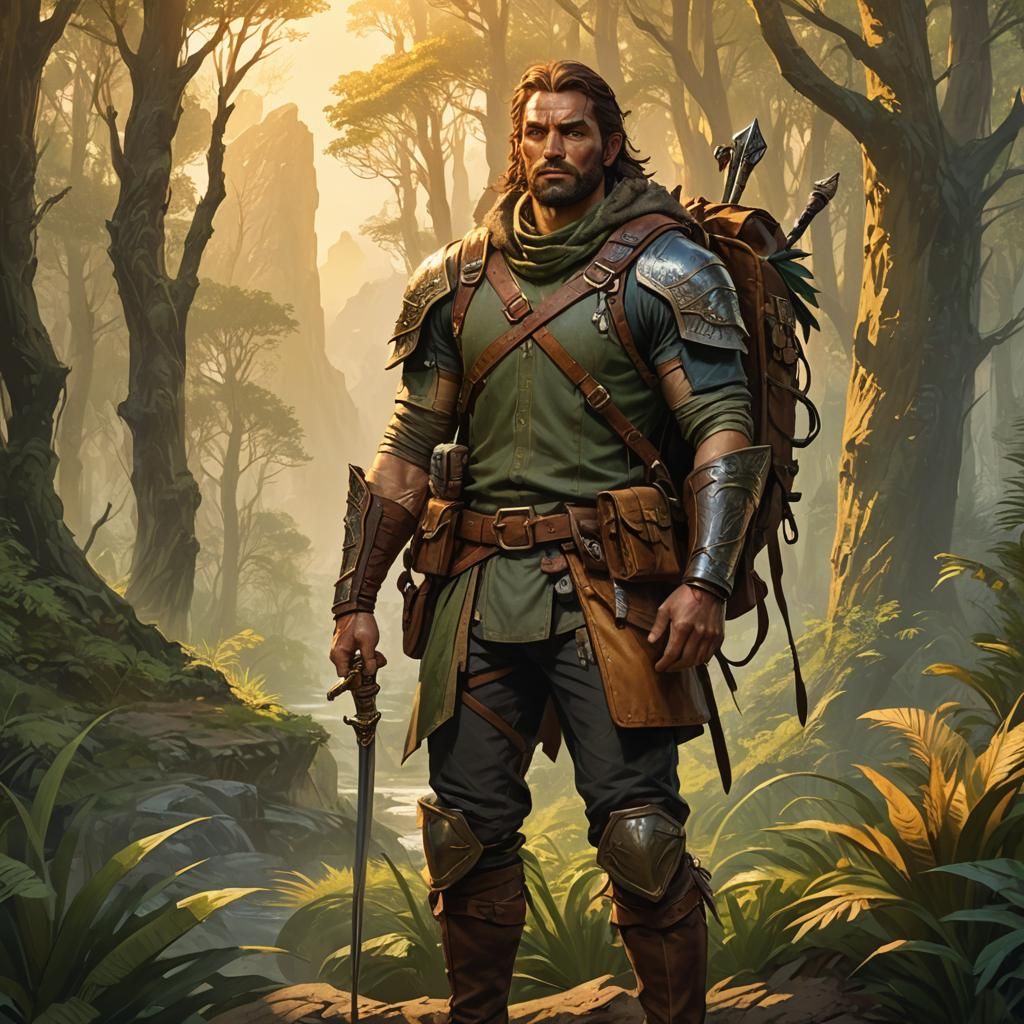 Adventurer in Wilderness Fantasy Concept Art