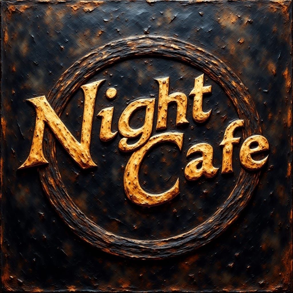 Grungy Oil Painting of a Shimmering Golden NightCafe Logo