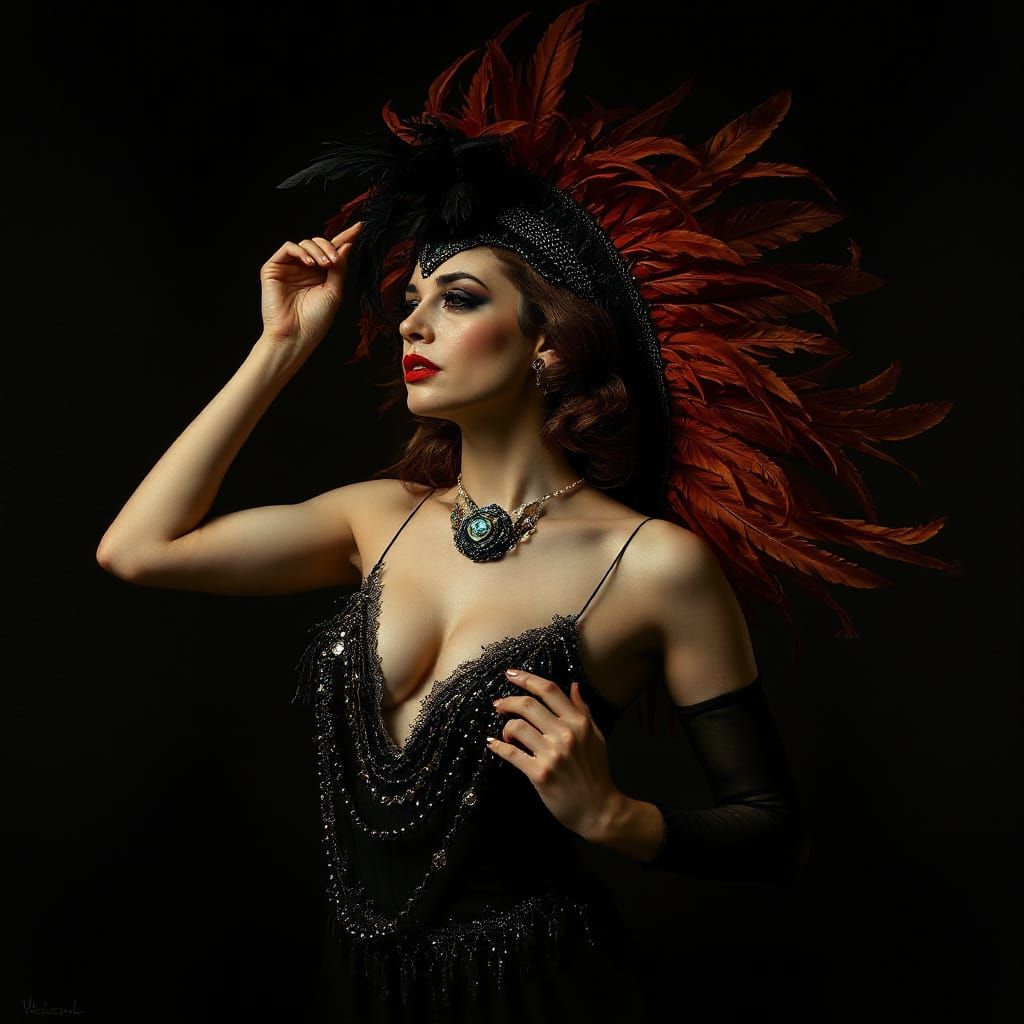 Dramatic Showgirl in Chiaroscuro Lighting