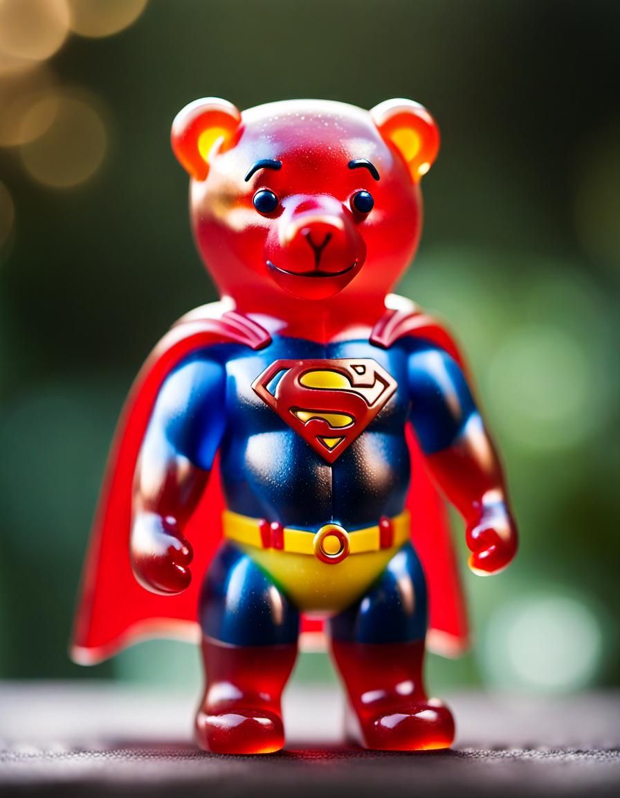 Gummy Bear as Superman: Professional Photography