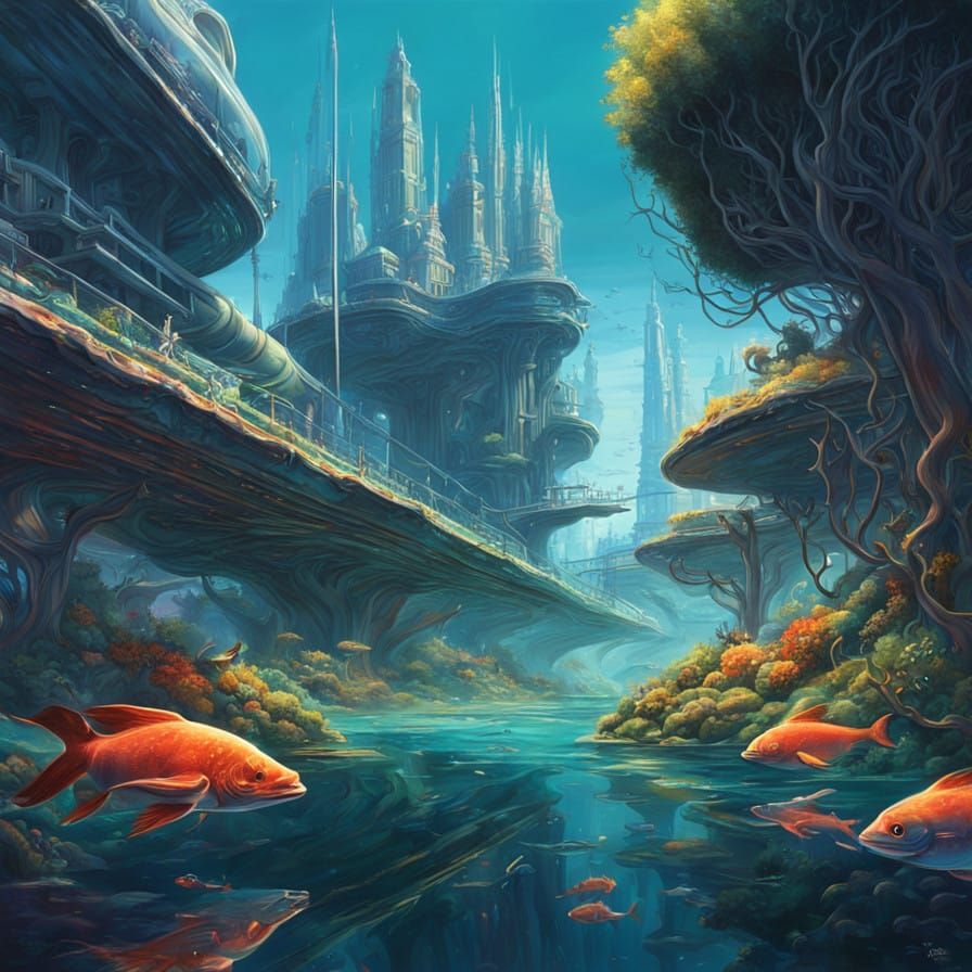 Majestic Underwater City in Vibrant Coral Reef Style