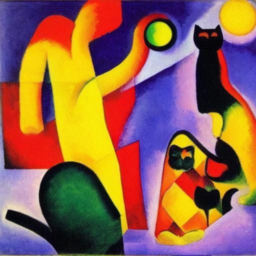 Fluorescent Cat Inspired by Expressionist Masters