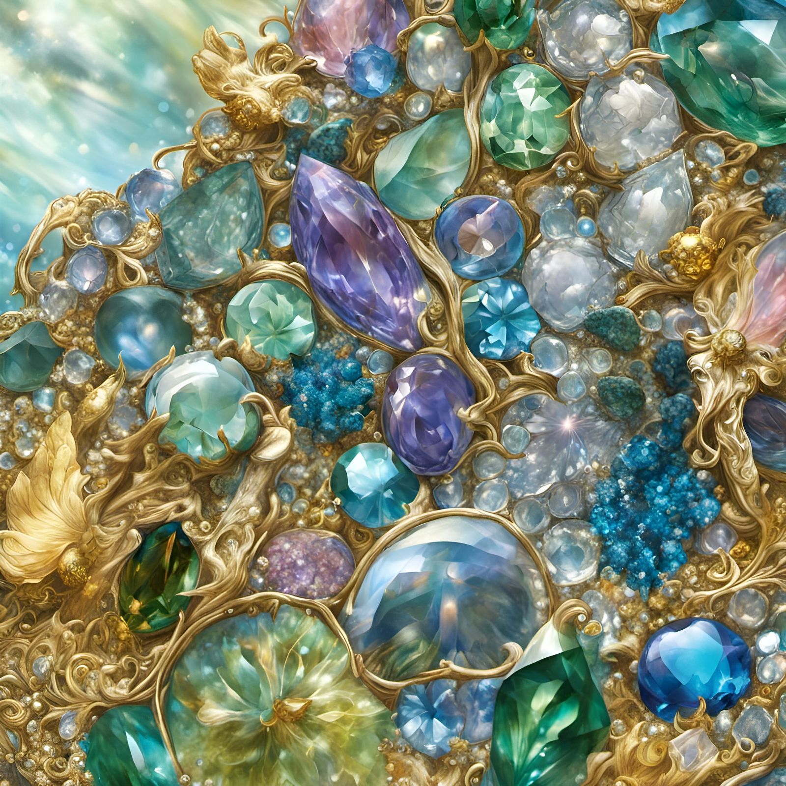 Ornate Magpie Nest with Jewels and Gems