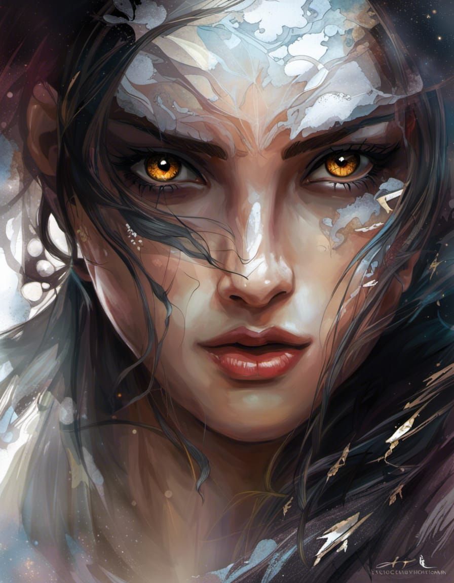 Angry Girl with Intense Emotion in Ornate Style