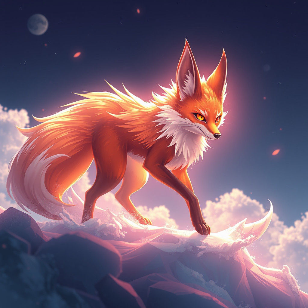 Vibrant Sun Fox in 3D Anime Style