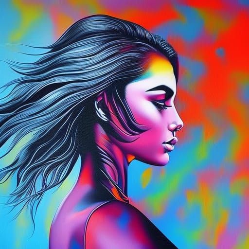 Colorful Graffiti Girl in Street Art Style