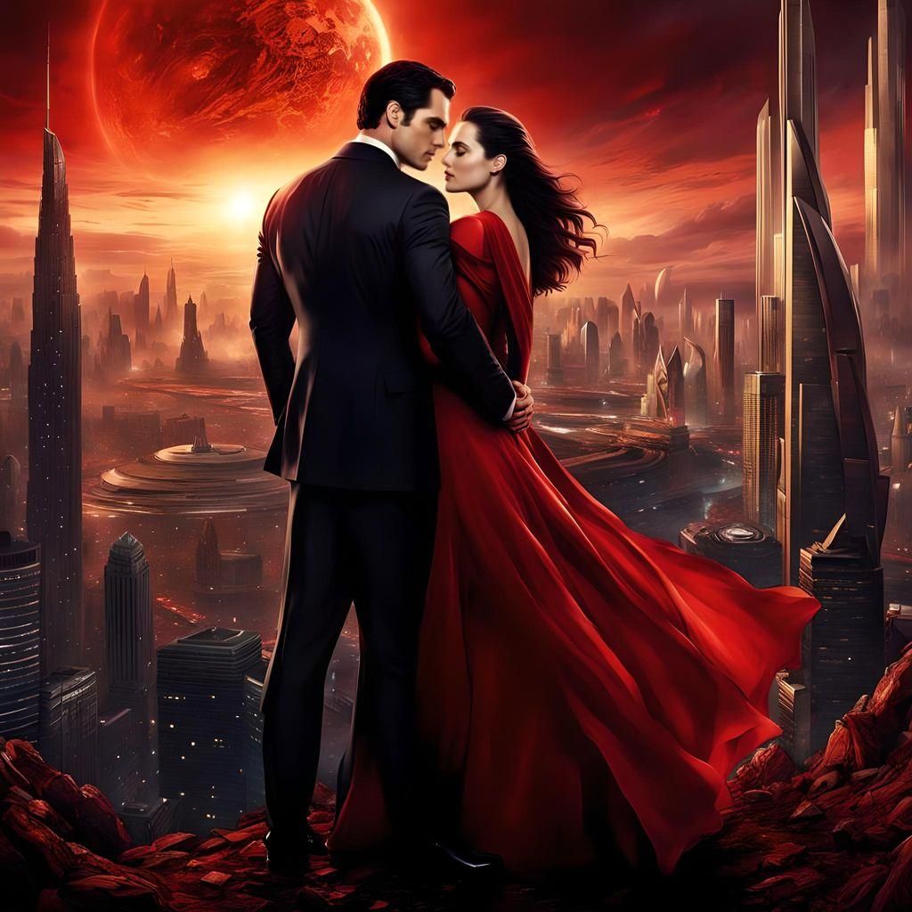 Embrace at the End of Time: Dystopian Cityscape