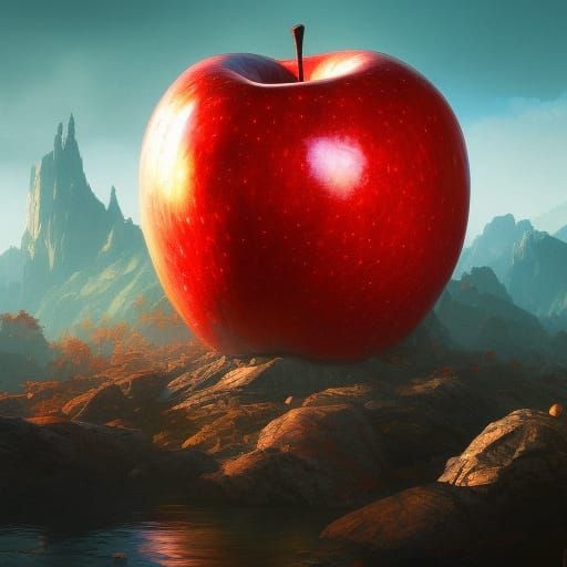 Red Apple Descent: Hyperdetailed Digital Art