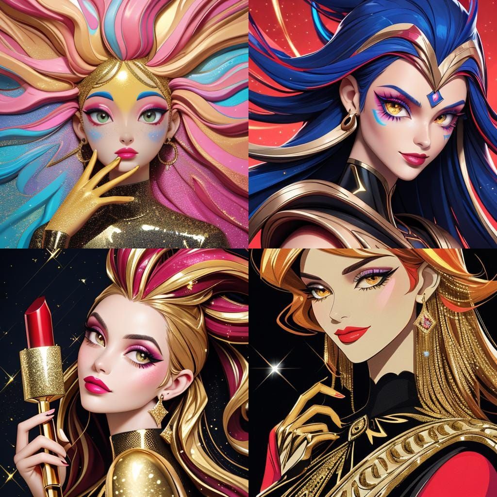 Luxurious Glitter Lipstick in Abstract Clipart Style