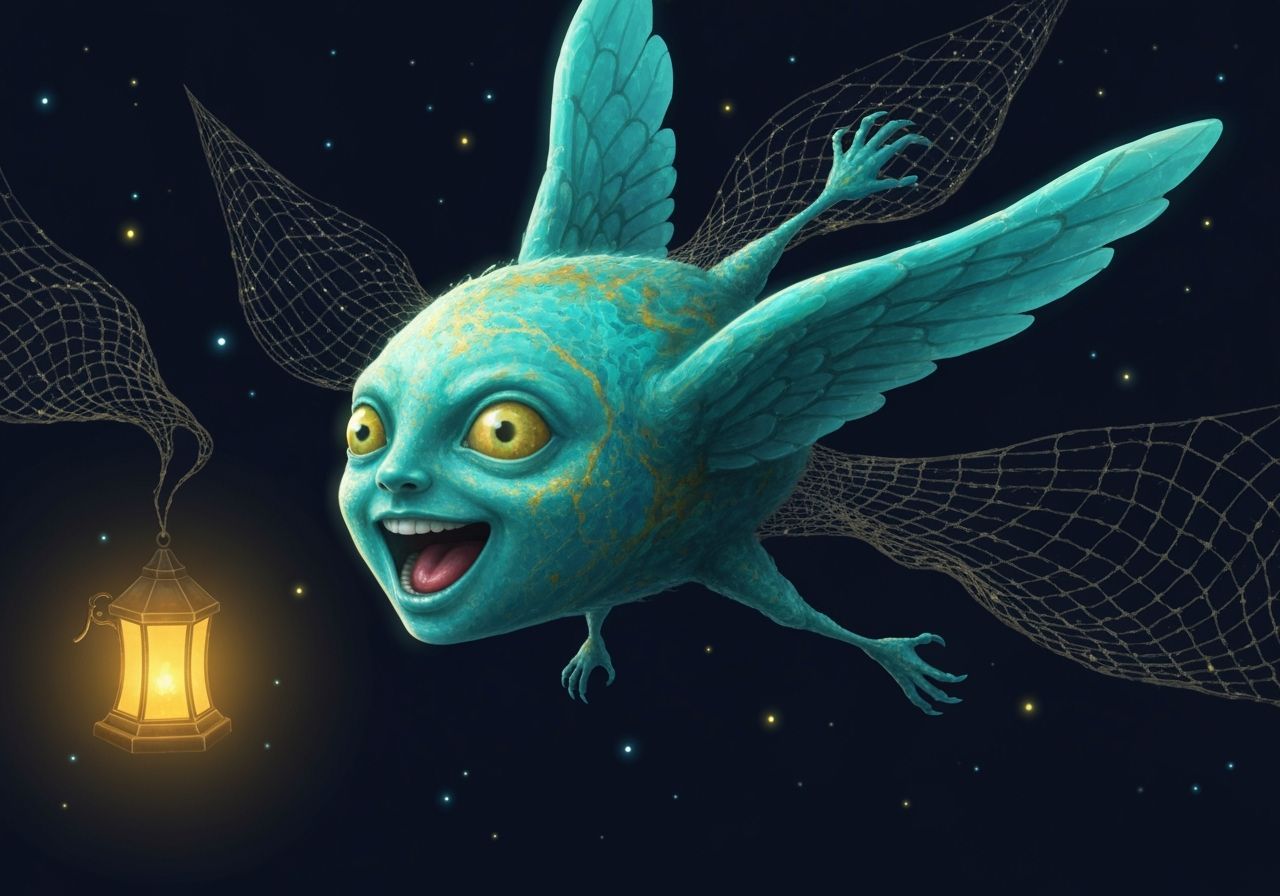 Chrysocolla Creature with Goldvein Cobweb Prismatic Spectral...