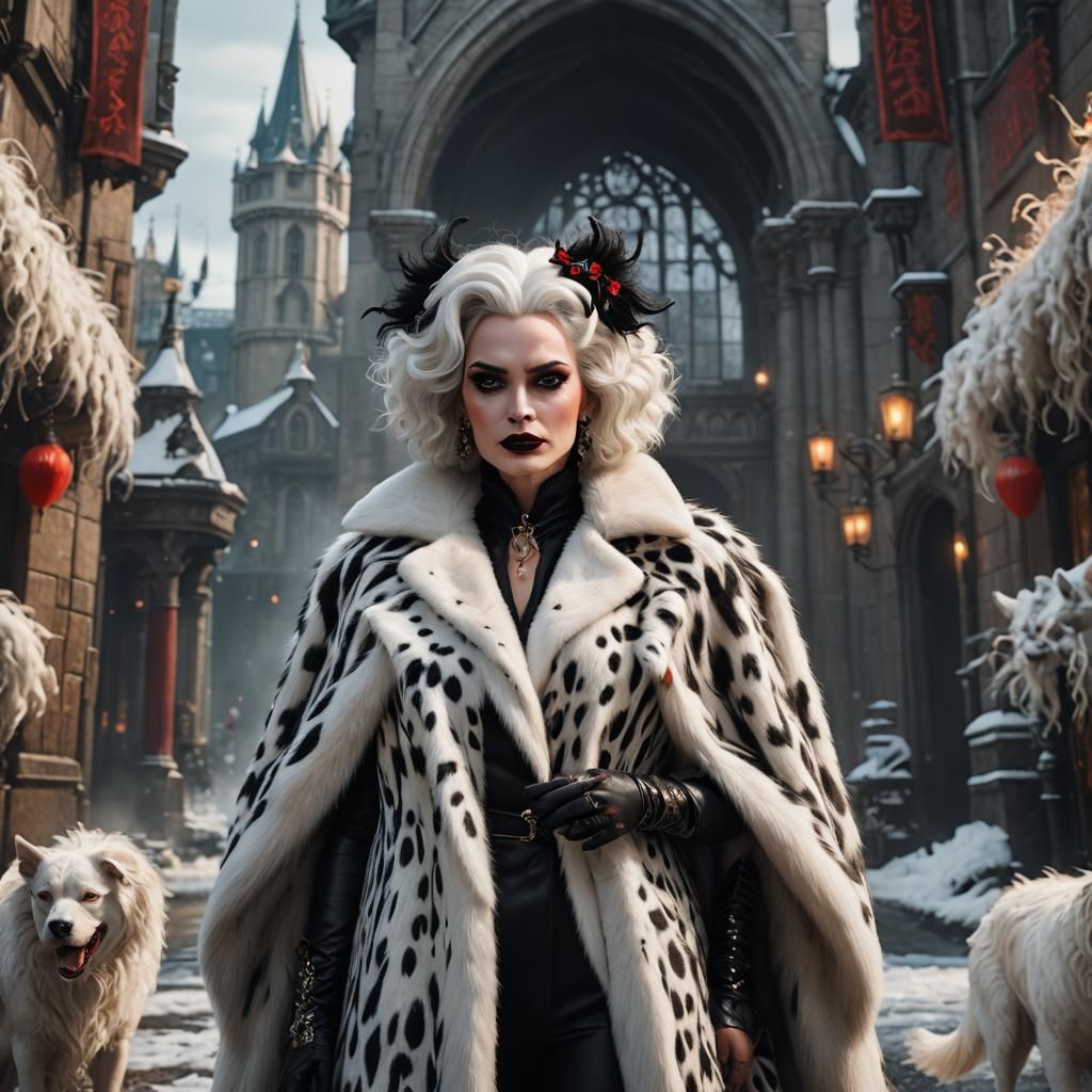 Cruella DeVil in Fur Coat: Detailed Matte Painting