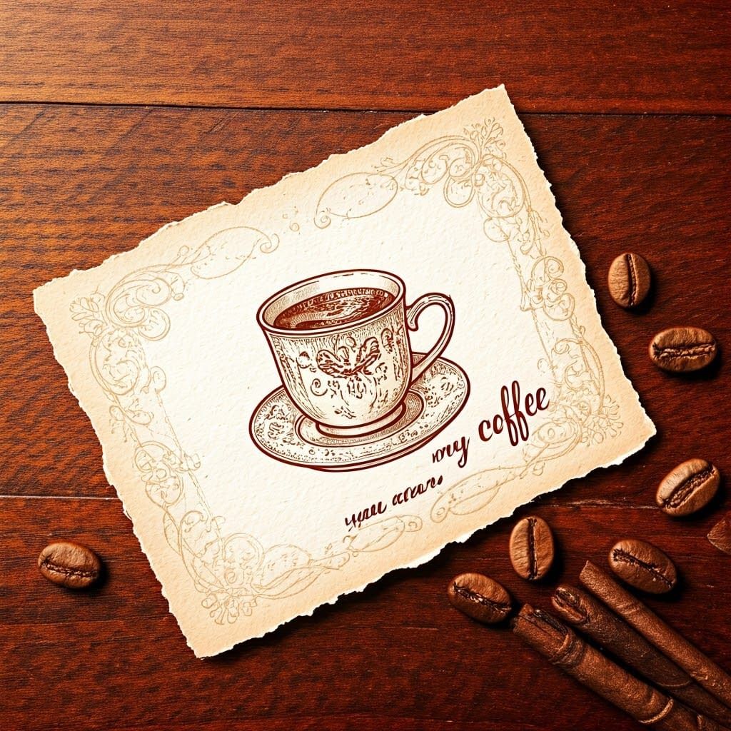 Romantic Valentine's Card with Hand-Painted Coffee Mug in Wh...