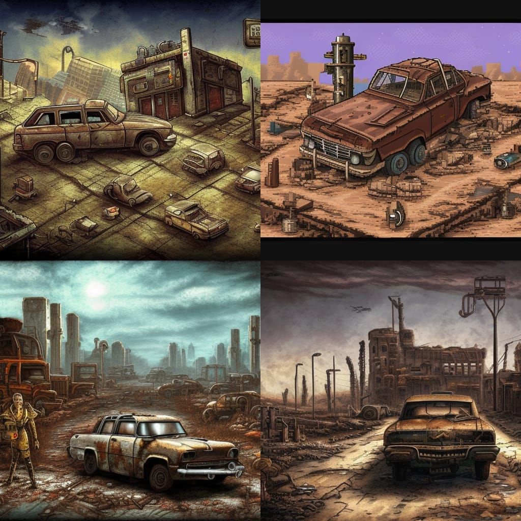 Isometric Pixel Art Post-Apocalyptic Diorama