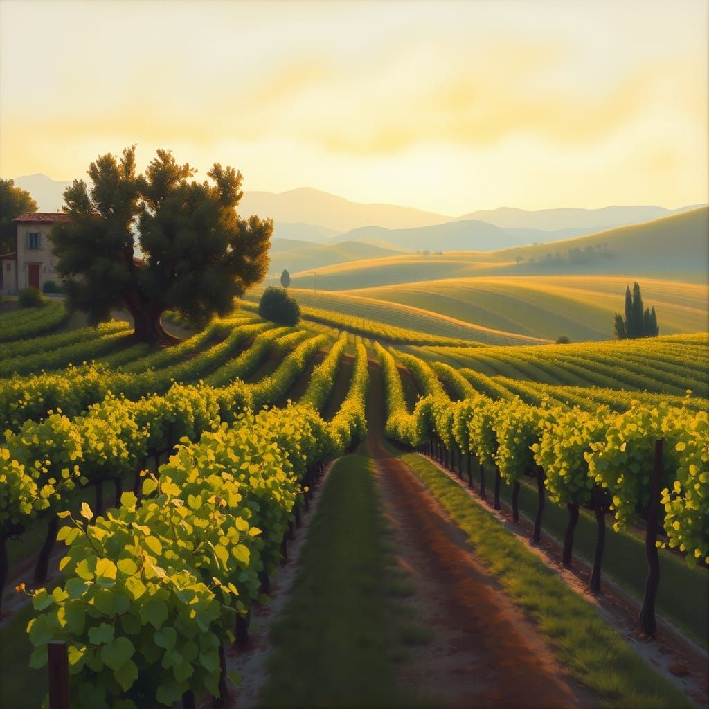 Golden Hour Vineyards in Tuscany Style