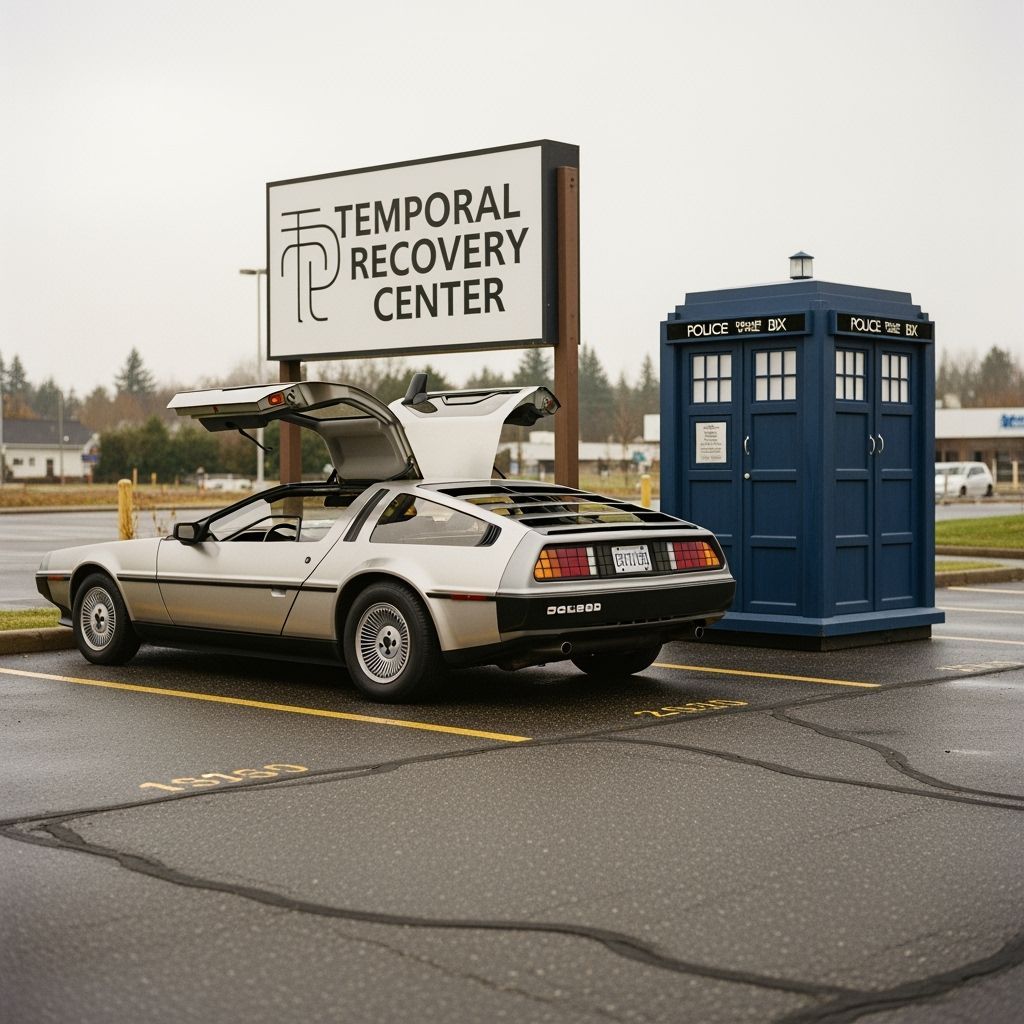 DeLorean and TARDIS at Temporal Recovery Center