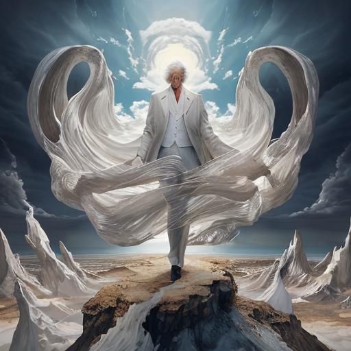 Surreal Transparent Man in Oversized Suit in Oil Painting