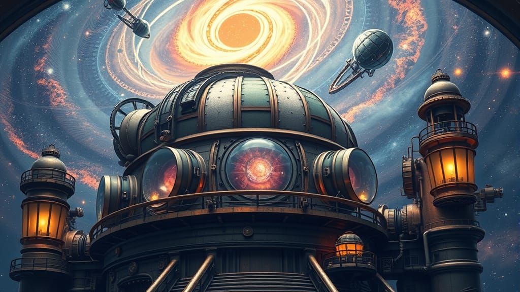 Steampunk Observatory Reaches for the Stars in a Vibrant Dig...