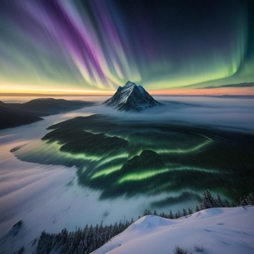 Breathtaking Starry Landscape at Dawn in Digital Art