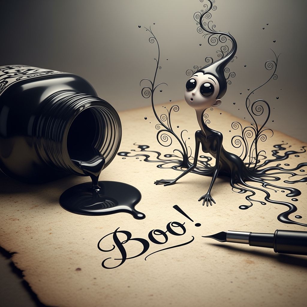 Ink Spill Creates Figure of Silence