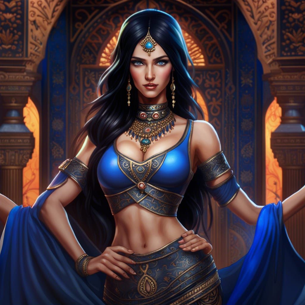 Beautiful Arabian Dancer in Anime Style Artwork