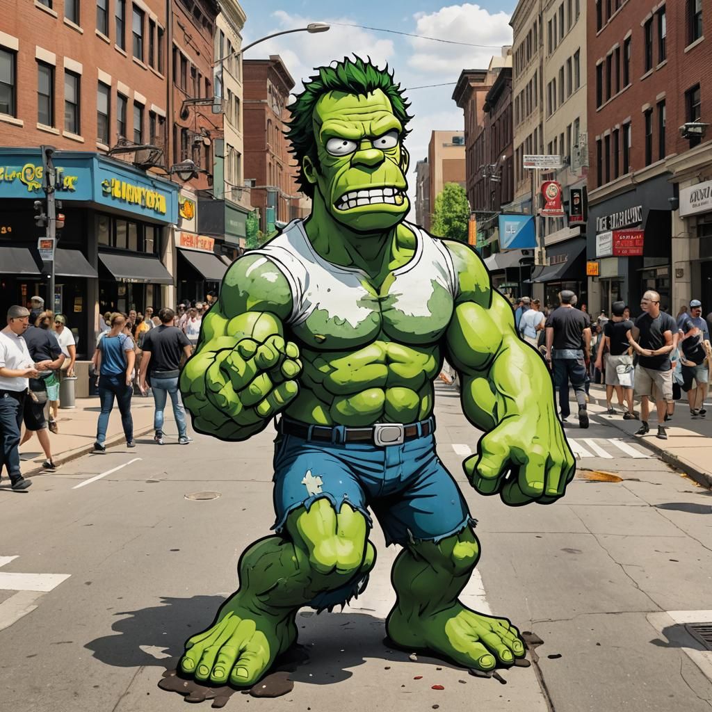 Hulk Homer Simpson Rampage in Springfield