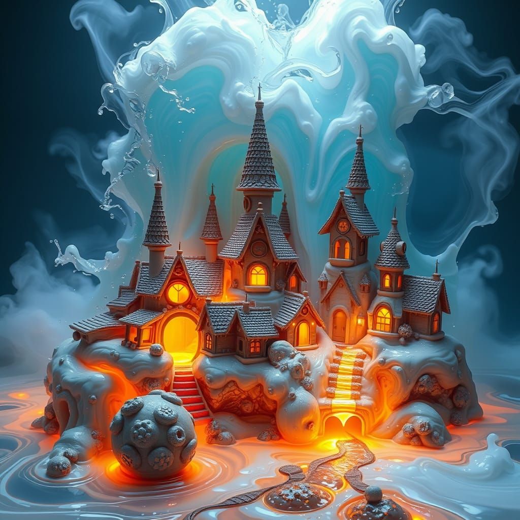 Fantasy World Sculpted From Colorful Flowing Liquids