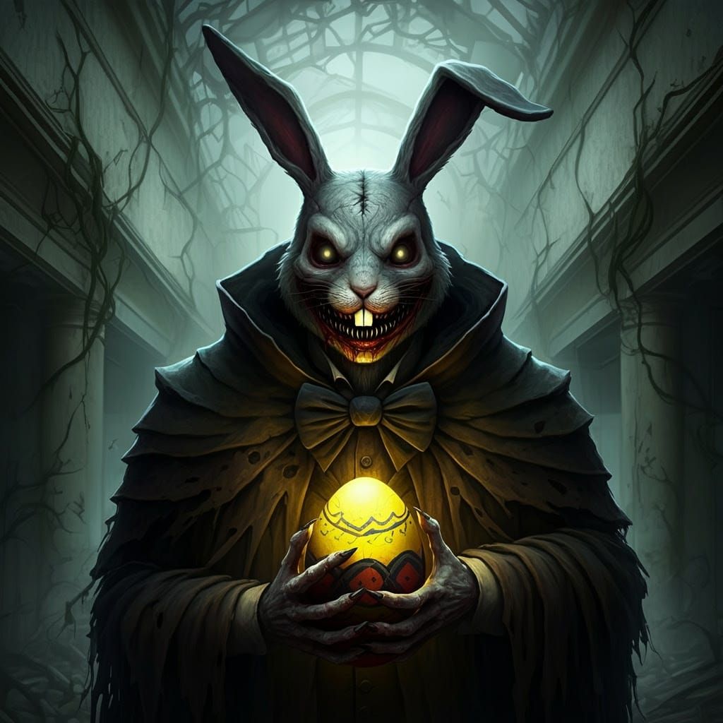 Macabre Easter Bunny in Dark Gothic Style