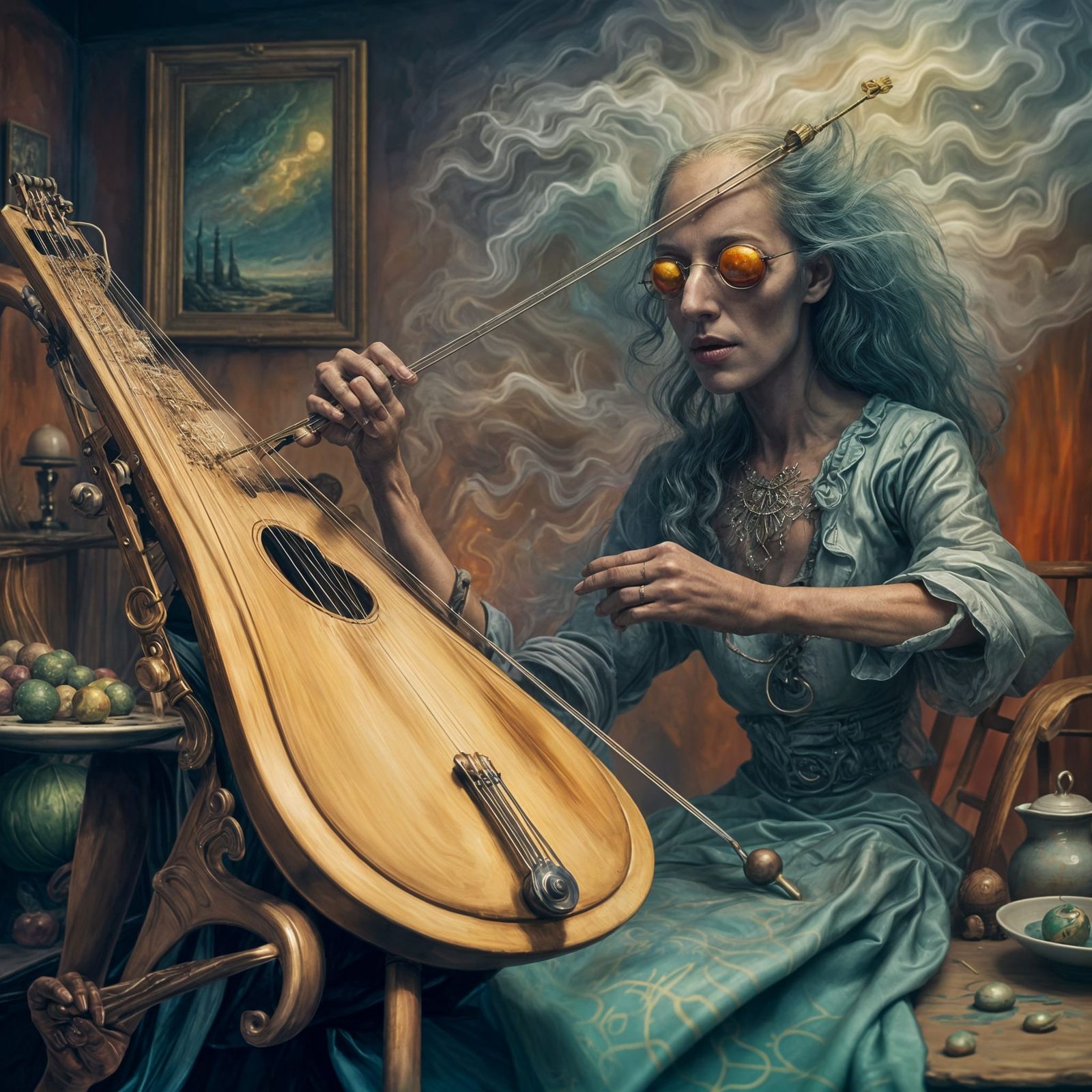 Surreal Biological Zithers with Magical Particles