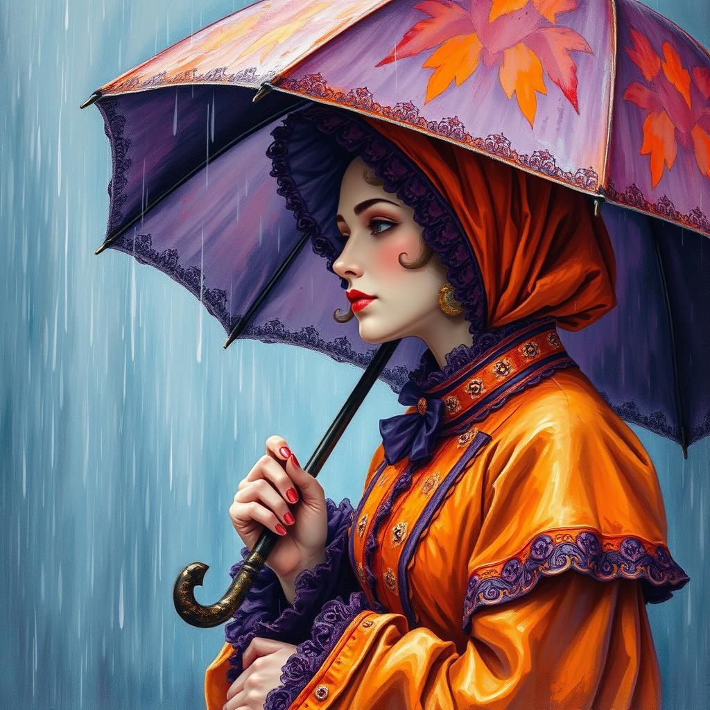 Rainy Day Refuge: Neo-Impressionist Expressionist Painting