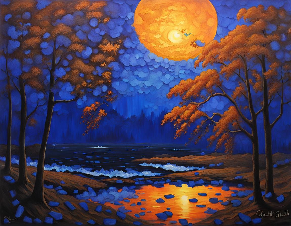 Abstract Cobalt Evening Glow Digital Art