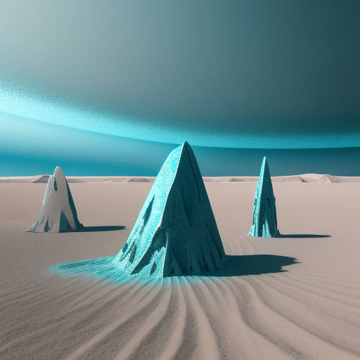 Futuristic Settlers Stand Before Wrecked UFO Amidst Icy Dune...