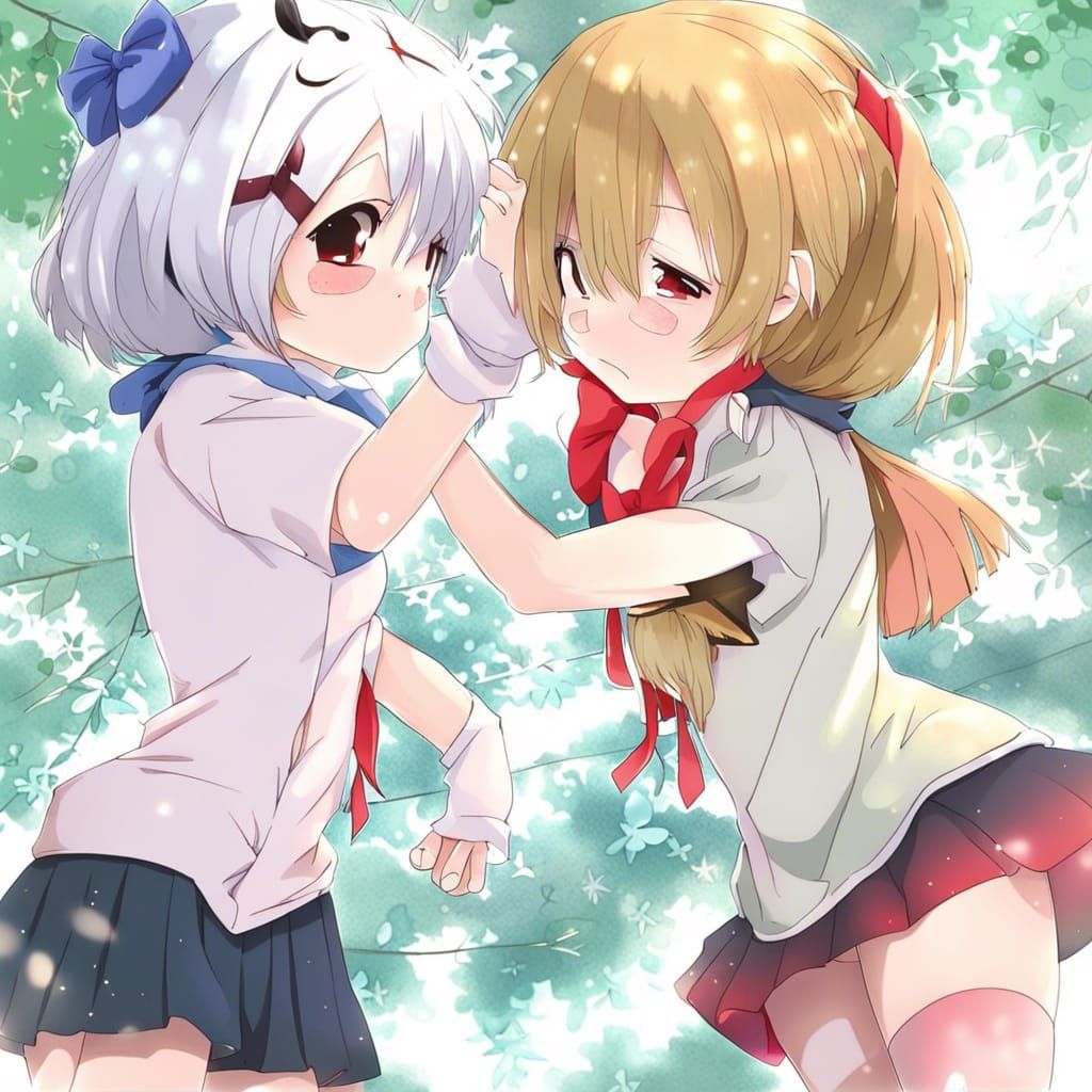 Cute Anime Girls in Japanese Manga Style