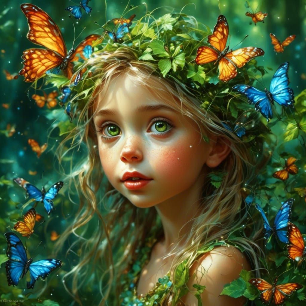 Enchanting Elves in Butterfly Forest: A Fairy Tale Scene