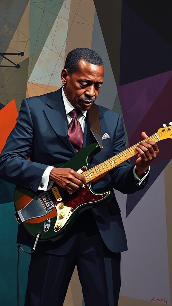 Earl Klugh Guitar in Cubist Art Deco Style