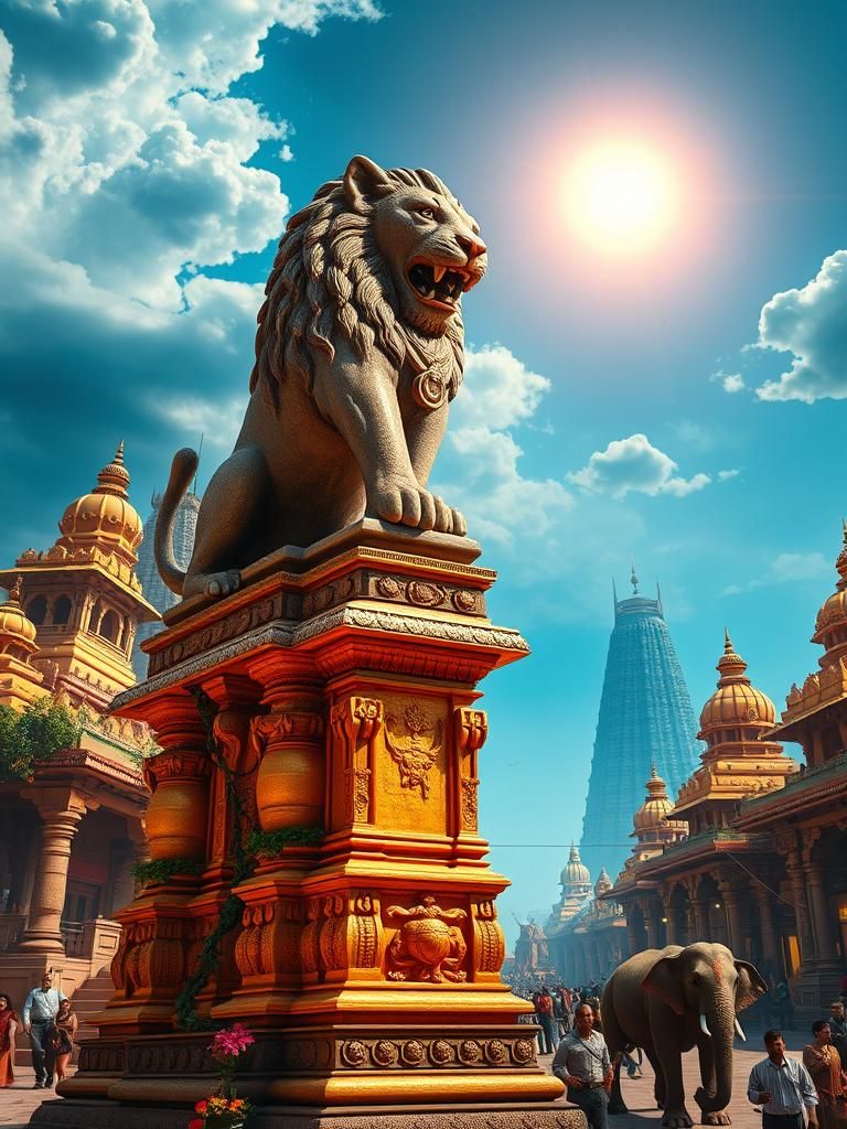 Lion Capital of Ashoka in Ancient Indian Splendor
