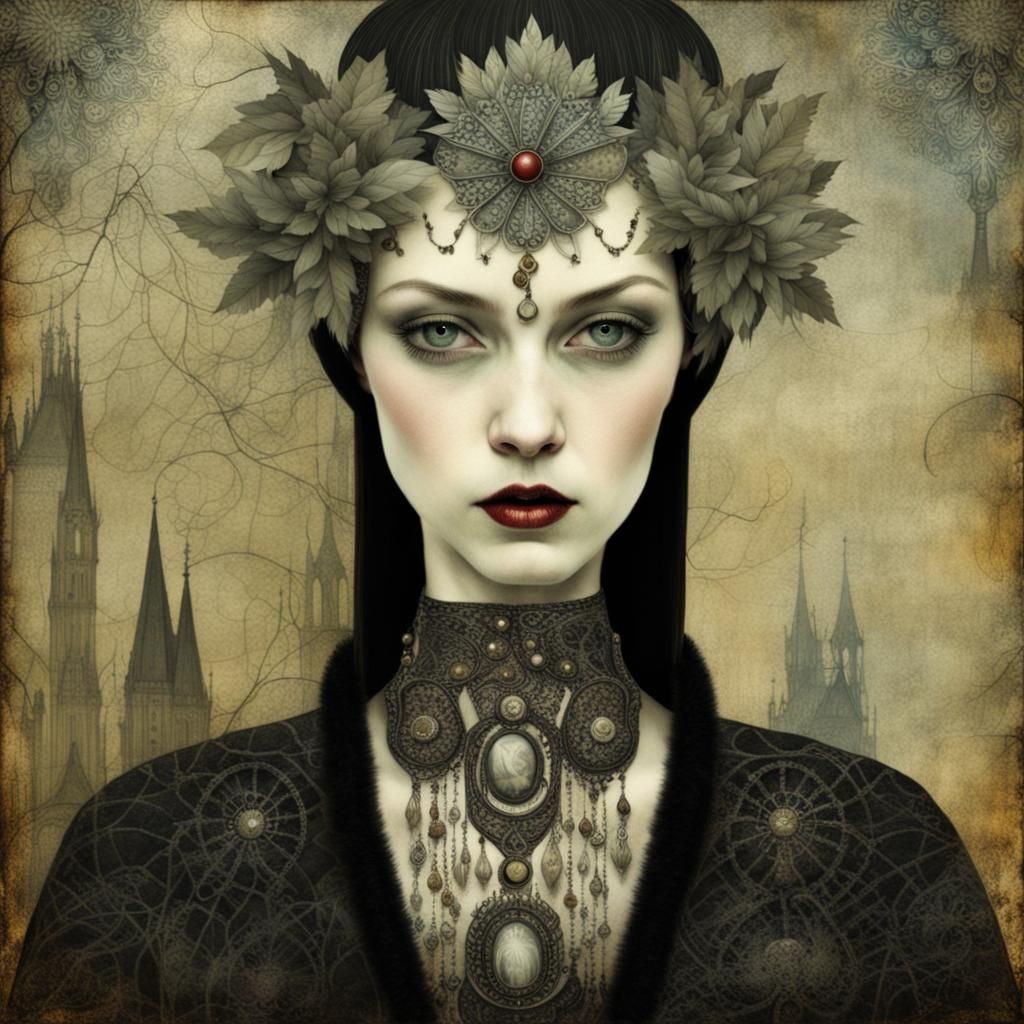 Goth Punk Queen in Art Brut Style