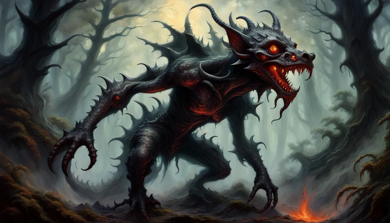 Scary Kobold Demon in Ethereal Oil Painting Style