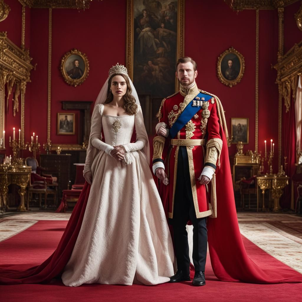 Chris Evans and Ana de Armas as Royal Red Monarchs