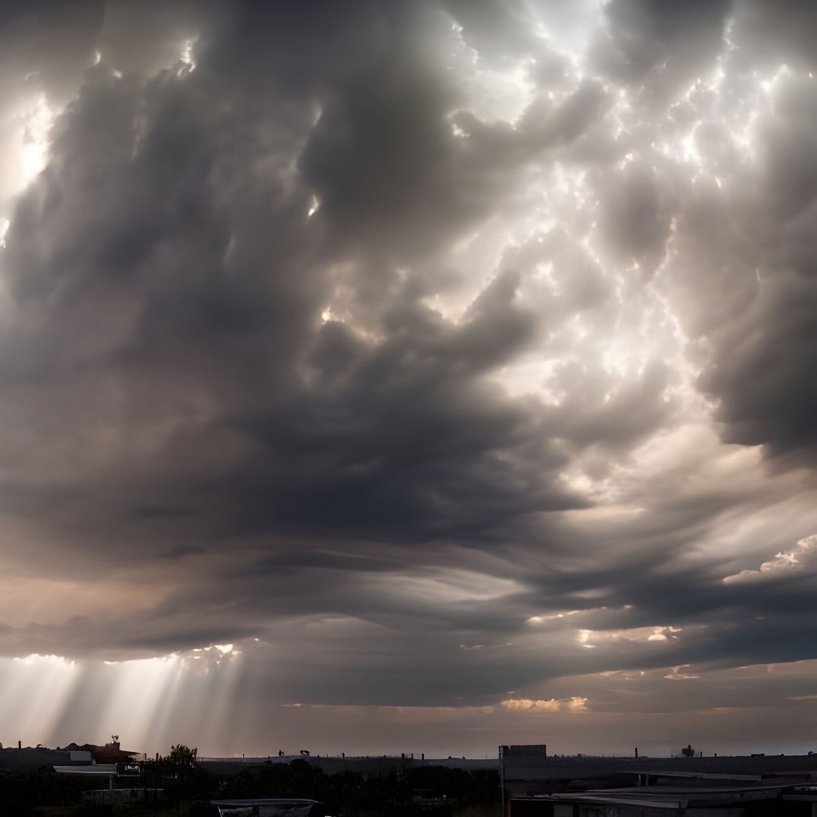 Dramatic Clouds and Sun Rays in Hyperrealism