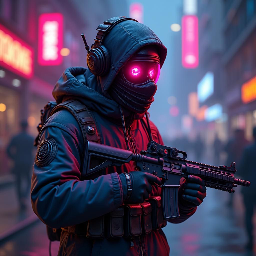 Fearless Gamer Avatar in Futuristic Digital Art Style