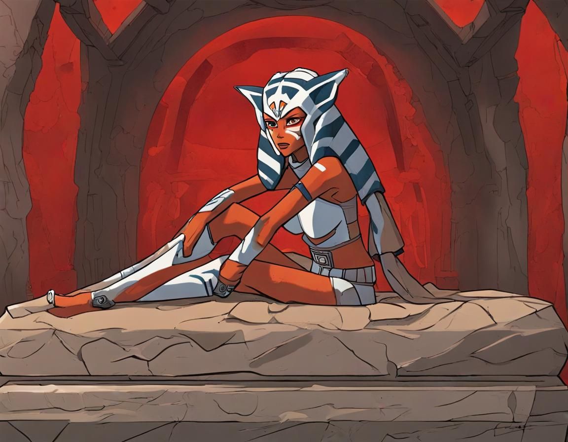 Ahsoka Tano in Blood-Filled Coffin: Dark Fantasy Art
