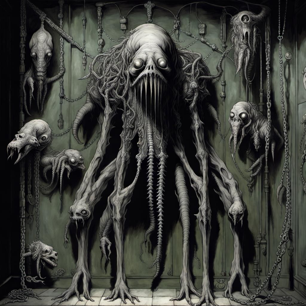 Lovecraftian Undead Abomination in Mad Scientist's Lab