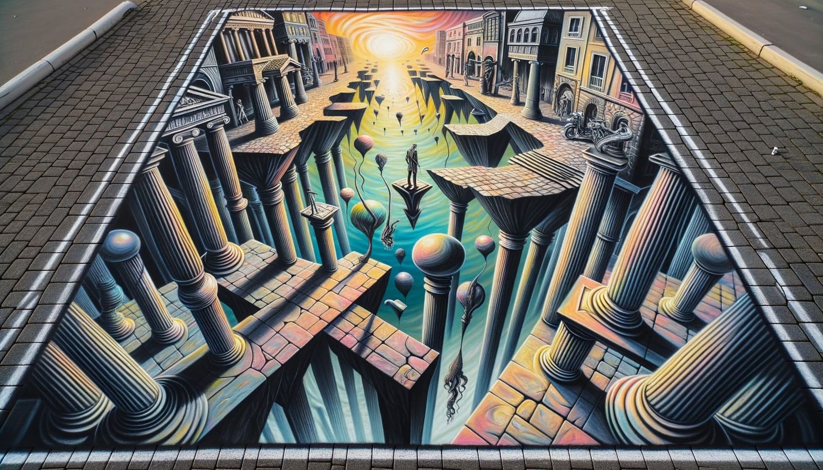 Distorted Street Art Reality with Surreal Elements