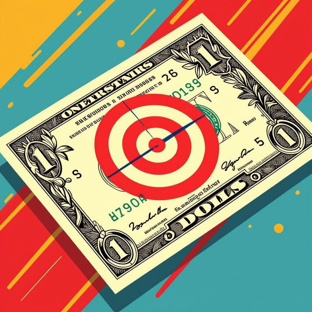 Target Bullseye on American Dollar Bill: Digital Art