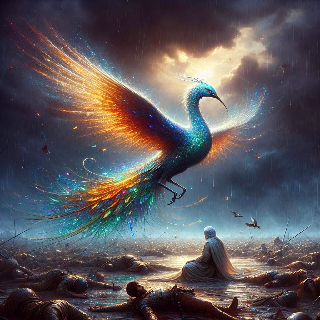 Huma Bird: Hope on the Battlefield, Fantasy Art