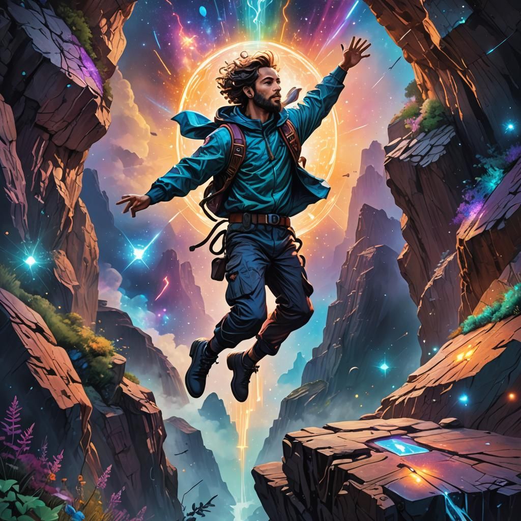 Leap of Faith: Cosmic Holographic Illustration